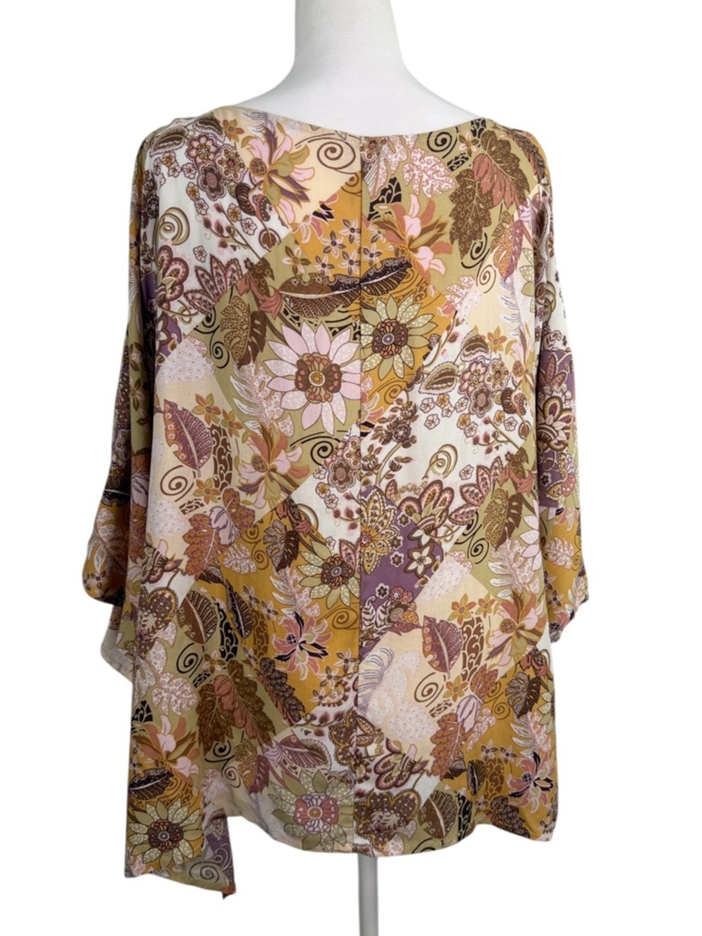 Andre by Unit Boho Floral Patchwork Tunic Flowy Dolman Sleeve Oversized Top Size - Picture 6 of 9